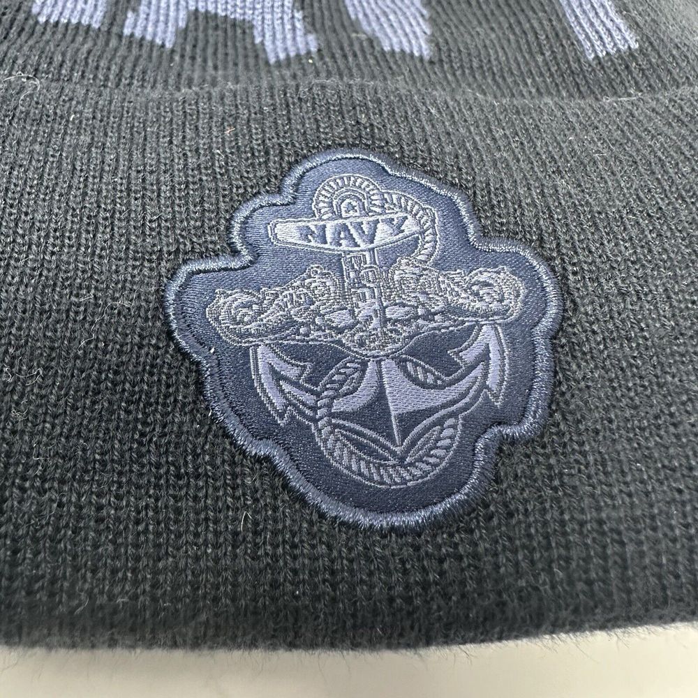 NEW Under Armour Naval Academy Midshipmen Navy Cuffed Pom Hat Winter Cap Beanie - Picture 2 of 8